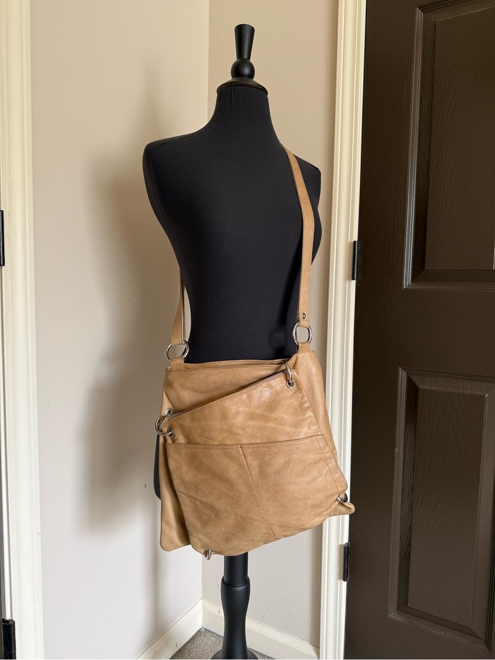 Casual Tan Leather Crossbody Bag for Women Leather 🇮🇹